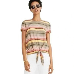 For the Republic Tie Front Striped Tee Fall Colors Women's Plus Size 1X